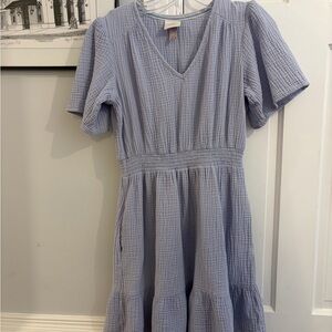 Knox Rose Textured Blue V-Neck Top